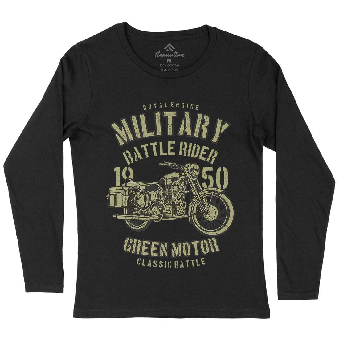 Green Military Ride Womens Long Sleeve T-Shirt Army A678