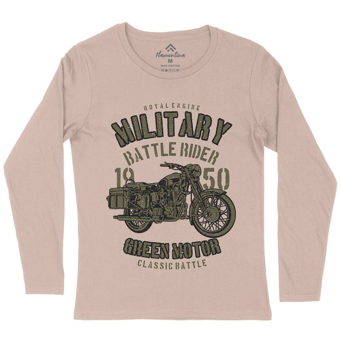 Green Military Ride Womens Long Sleeve T-Shirt Army A678