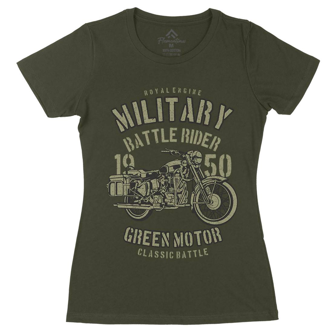 Green Military Ride Womens Organic Crew Neck T-Shirt Army A678