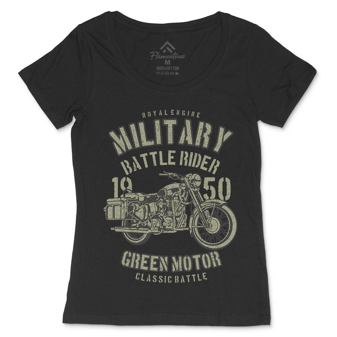 Green Military Ride Womens Scoop Neck T-Shirt Army A678