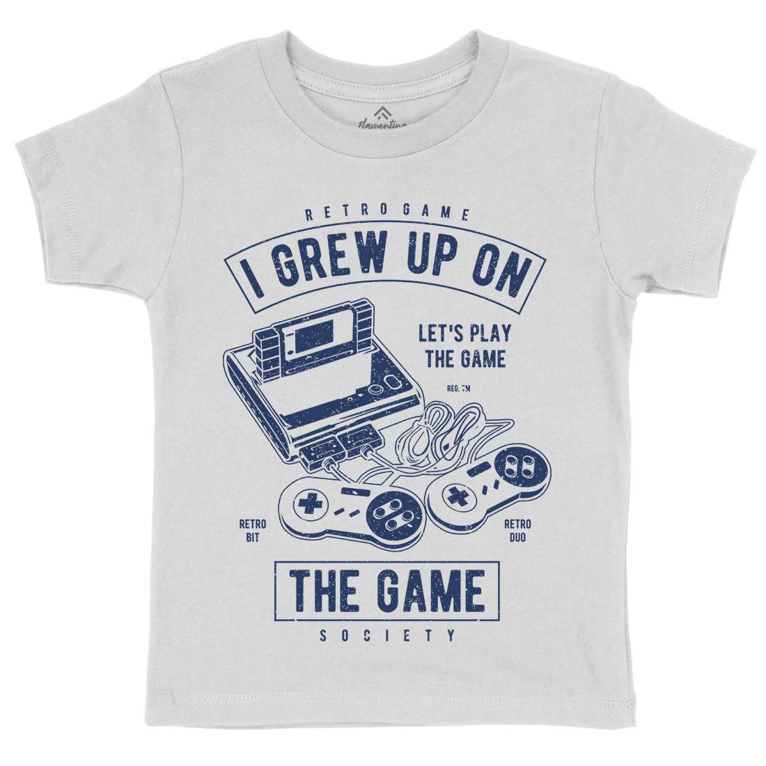 Grew Up On The Game Kids Crew Neck T-Shirt Geek A679
