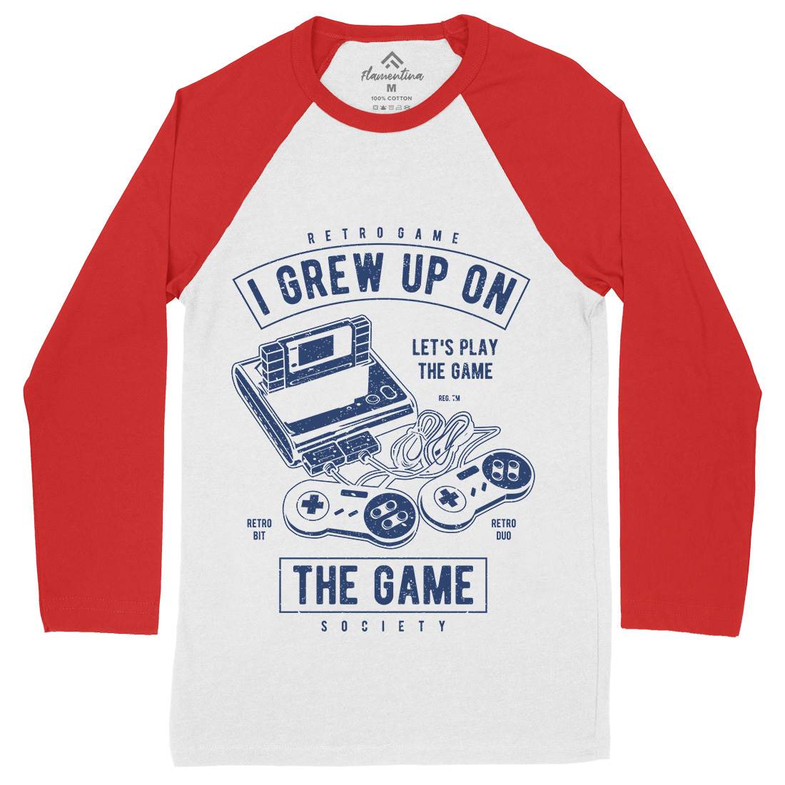 Grew Up On The Game Mens Long Sleeve Baseball T-Shirt Geek A679