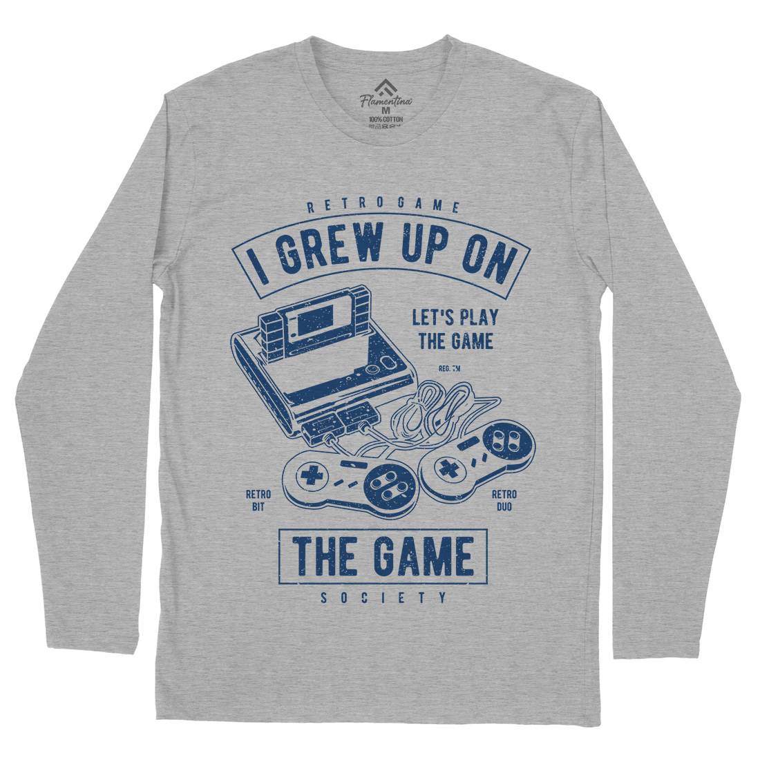 Grew Up On The Game Mens Long Sleeve T-Shirt Geek A679