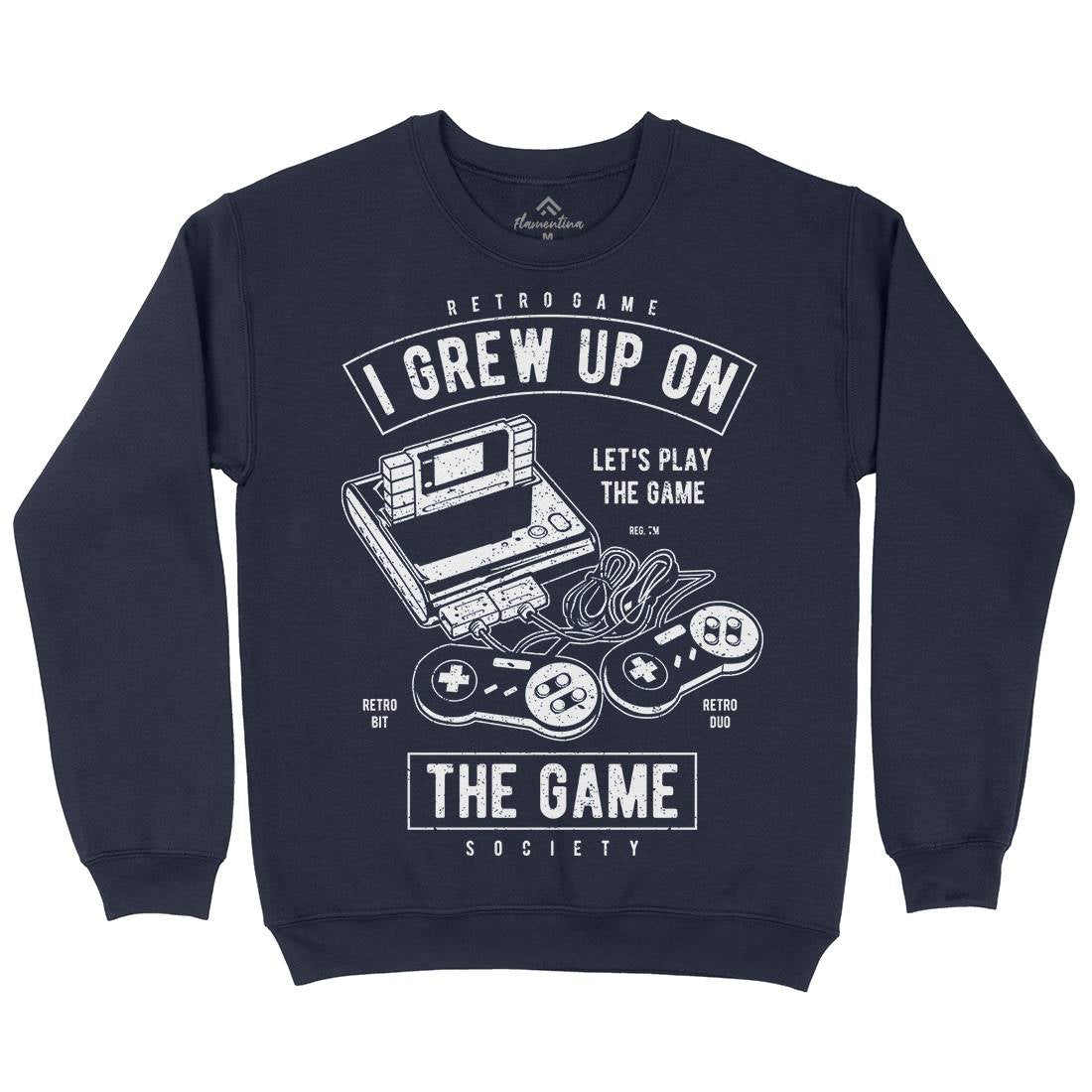 Grew Up On The Game Kids Crew Neck Sweatshirt Geek A679