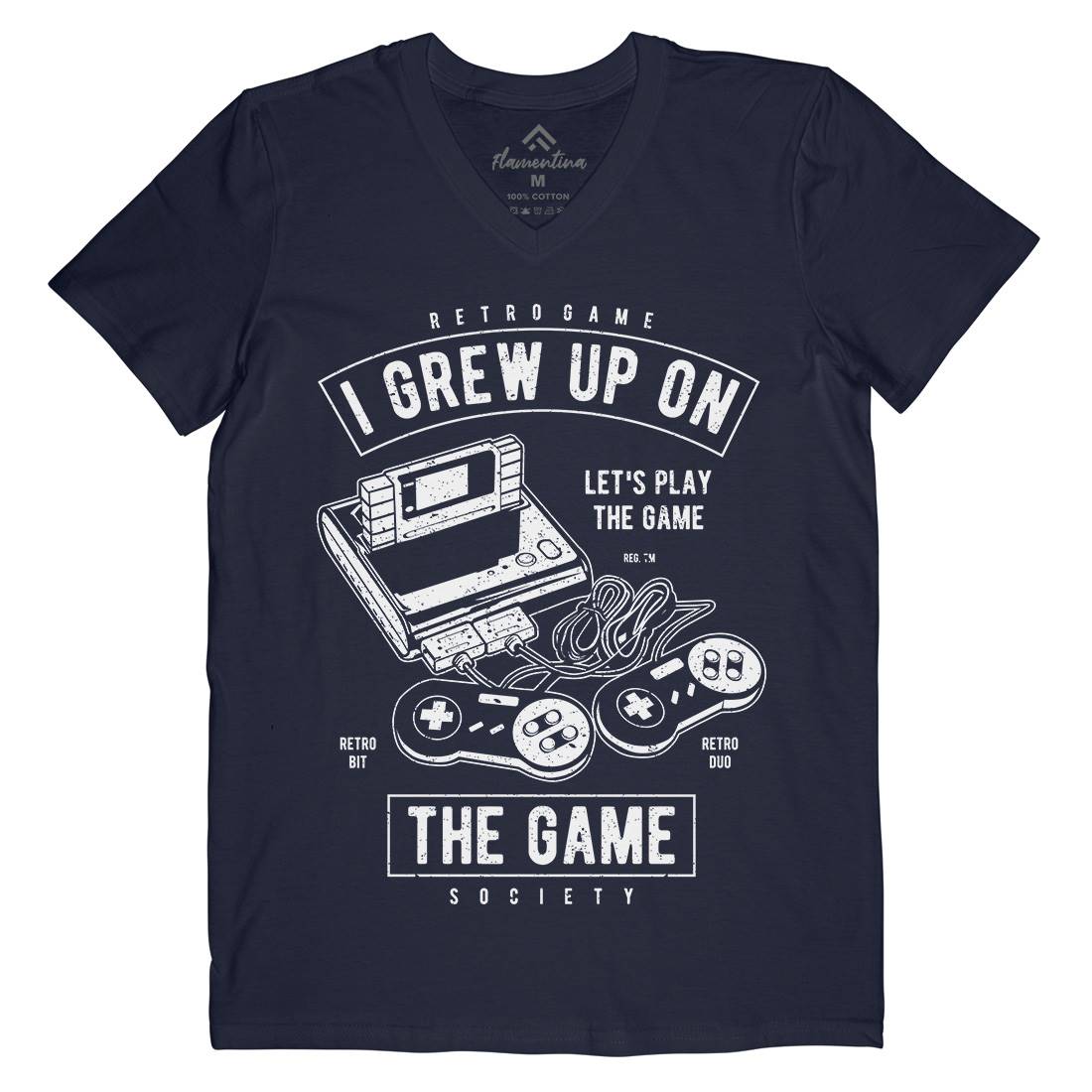 Grew Up On The Game Mens V-Neck T-Shirt Geek A679