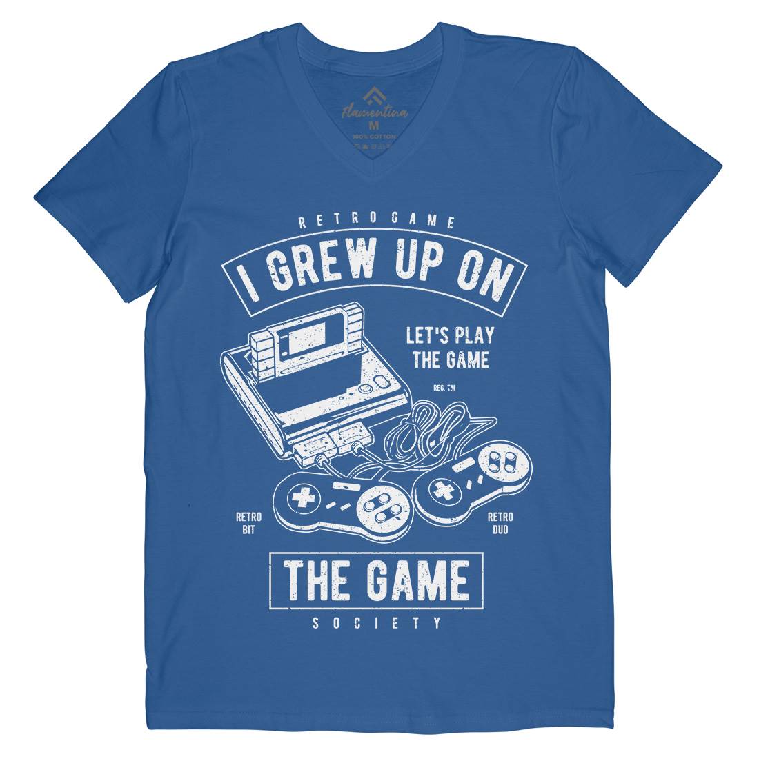 Grew Up On The Game Mens V-Neck T-Shirt Geek A679