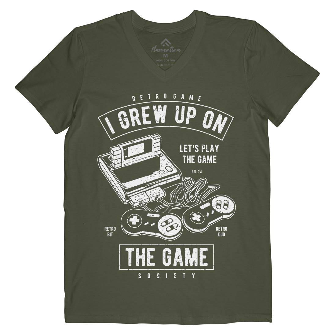 Grew Up On The Game Mens Organic V-Neck T-Shirt Geek A679