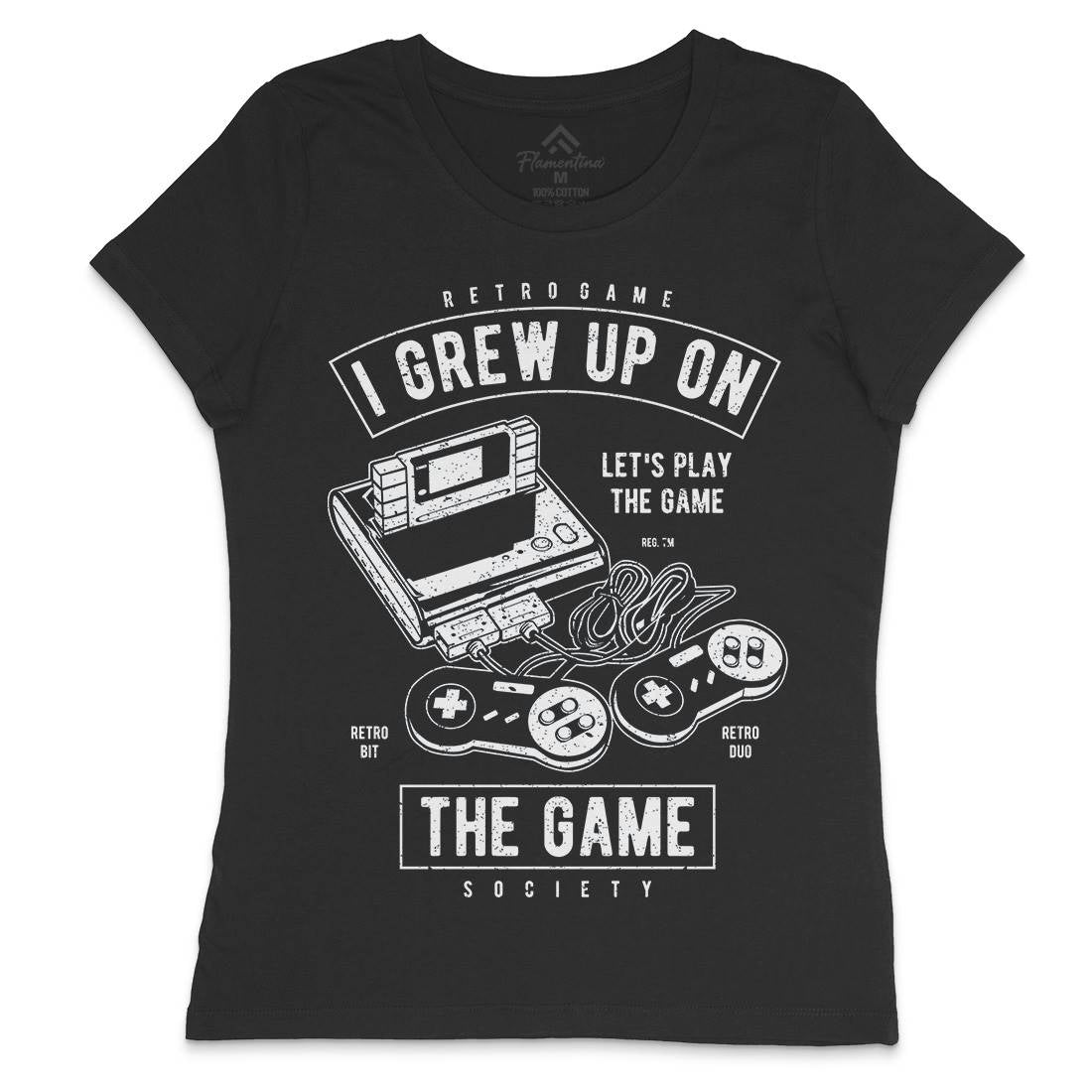 Grew Up On The Game Womens Crew Neck T-Shirt Geek A679