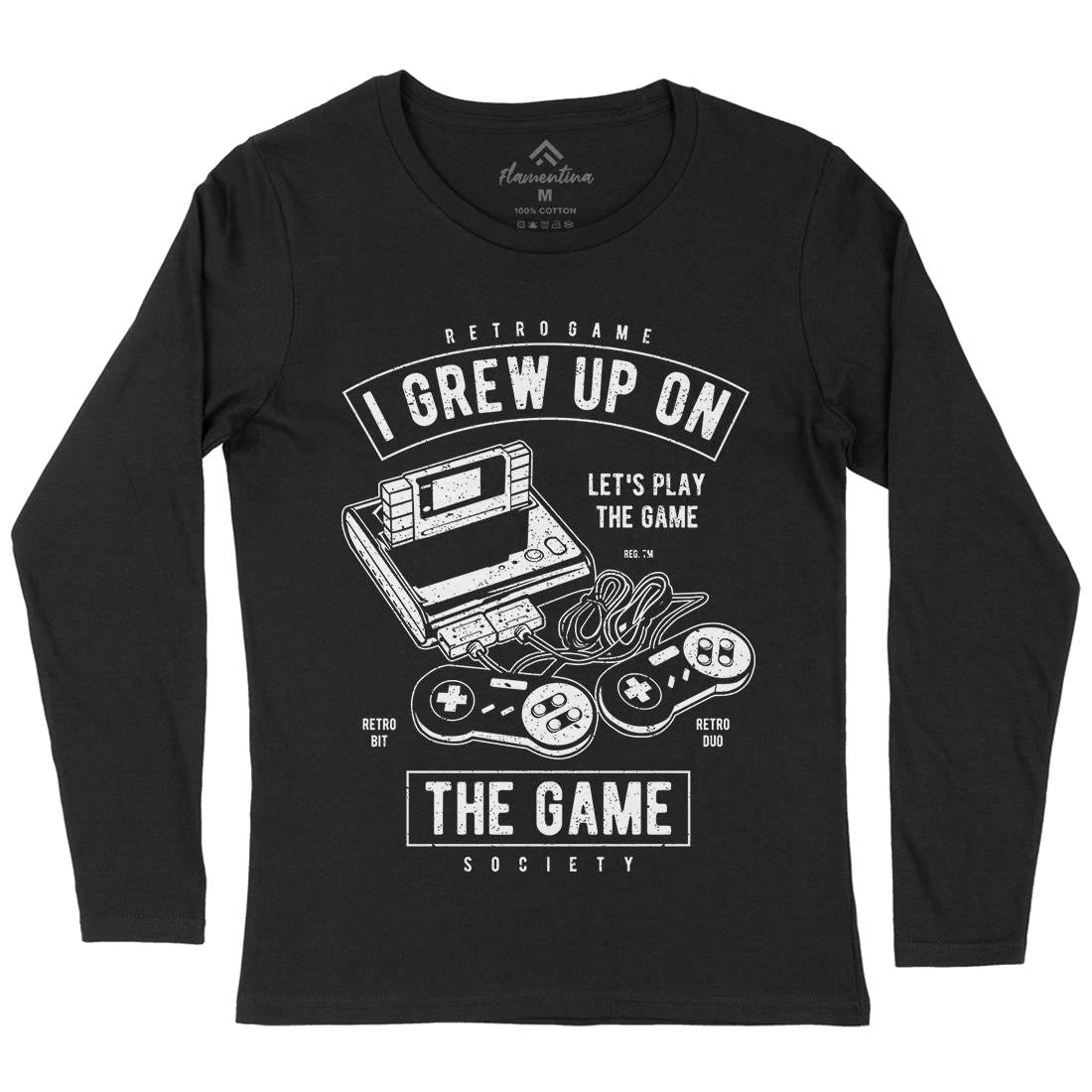 Grew Up On The Game Womens Long Sleeve T-Shirt Geek A679