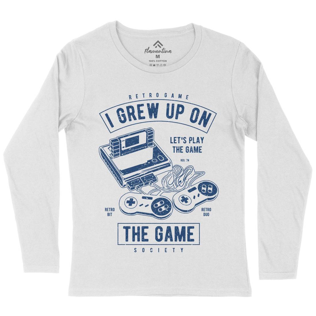 Grew Up On The Game Womens Long Sleeve T-Shirt Geek A679
