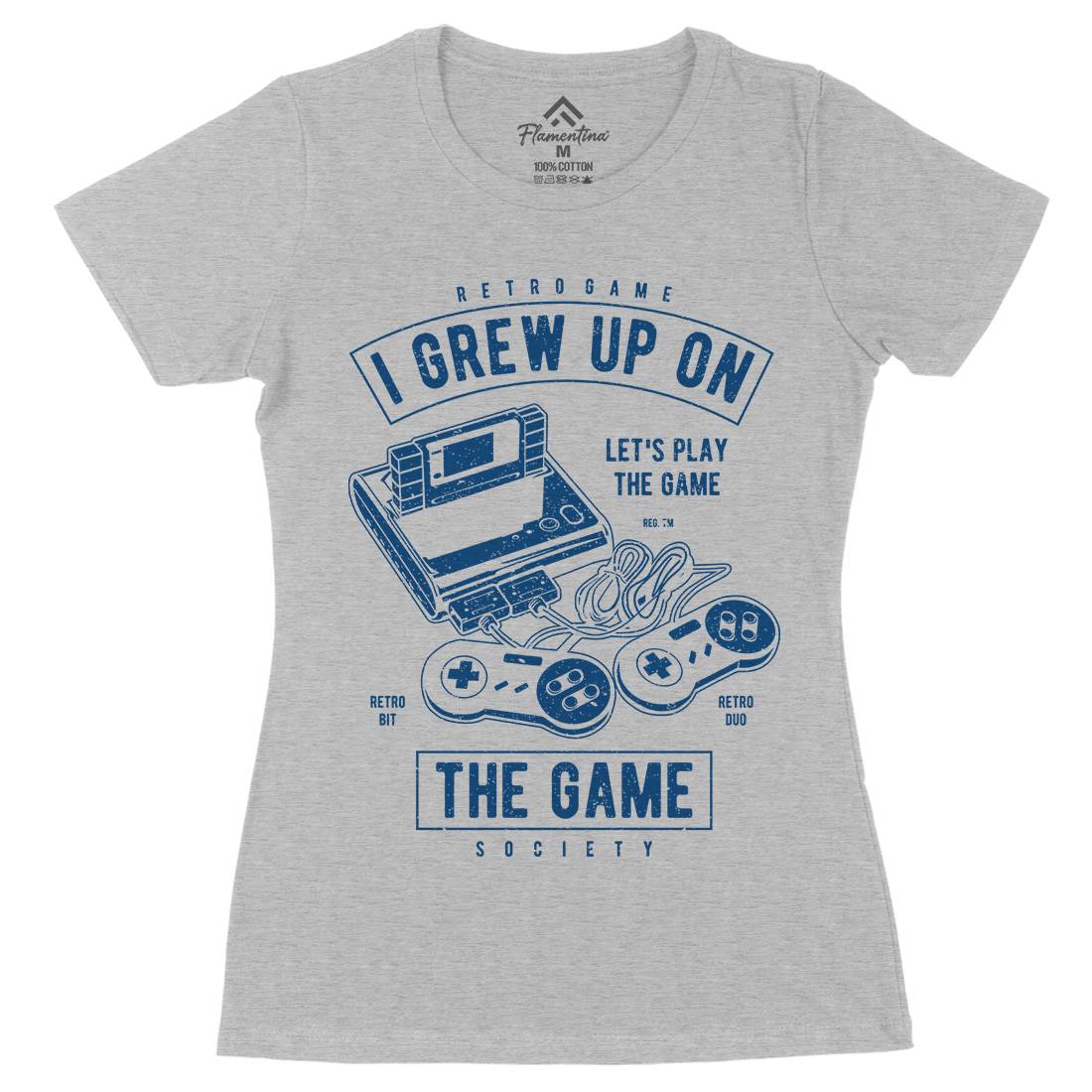 Grew Up On The Game Womens Organic Crew Neck T-Shirt Geek A679