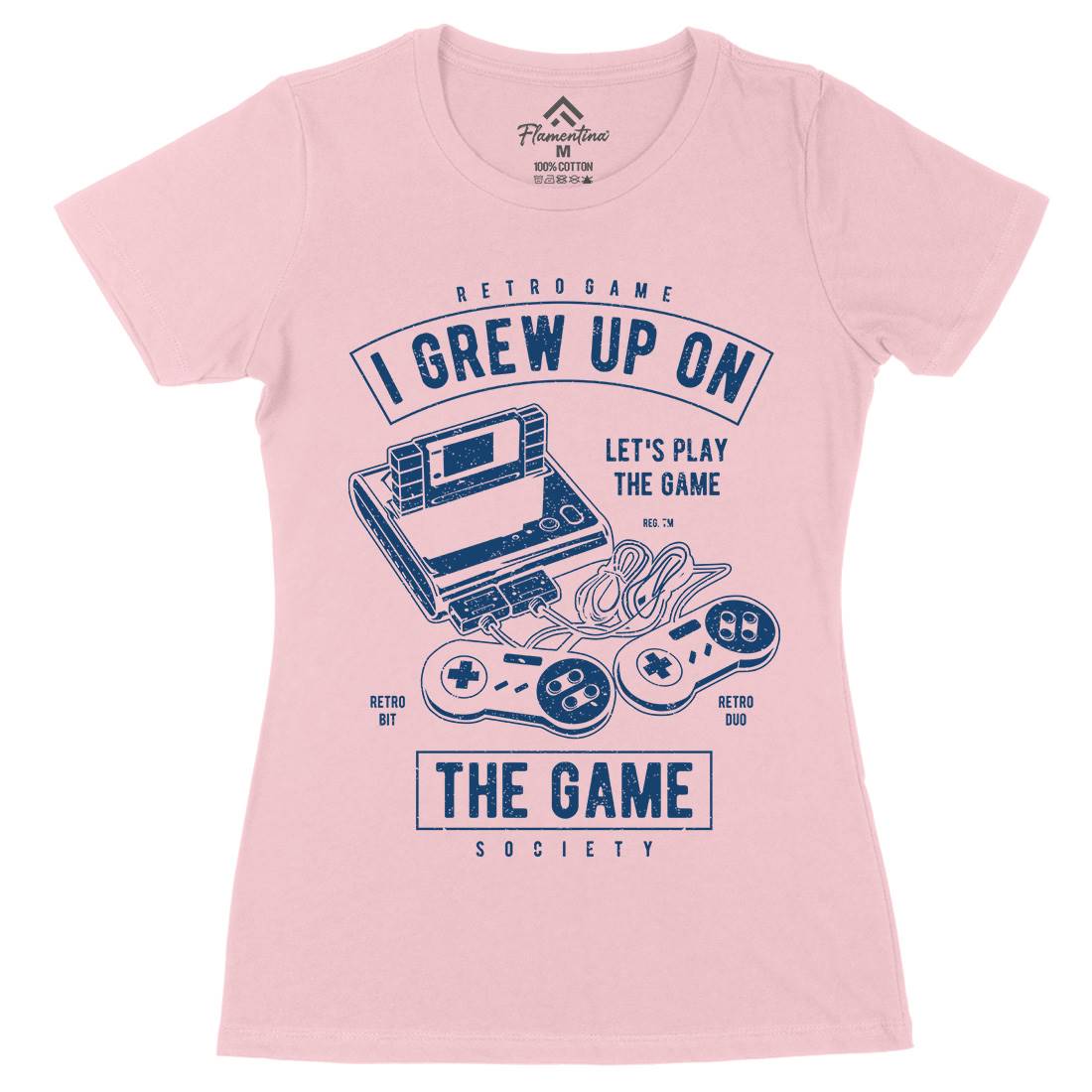 Grew Up On The Game Womens Organic Crew Neck T-Shirt Geek A679