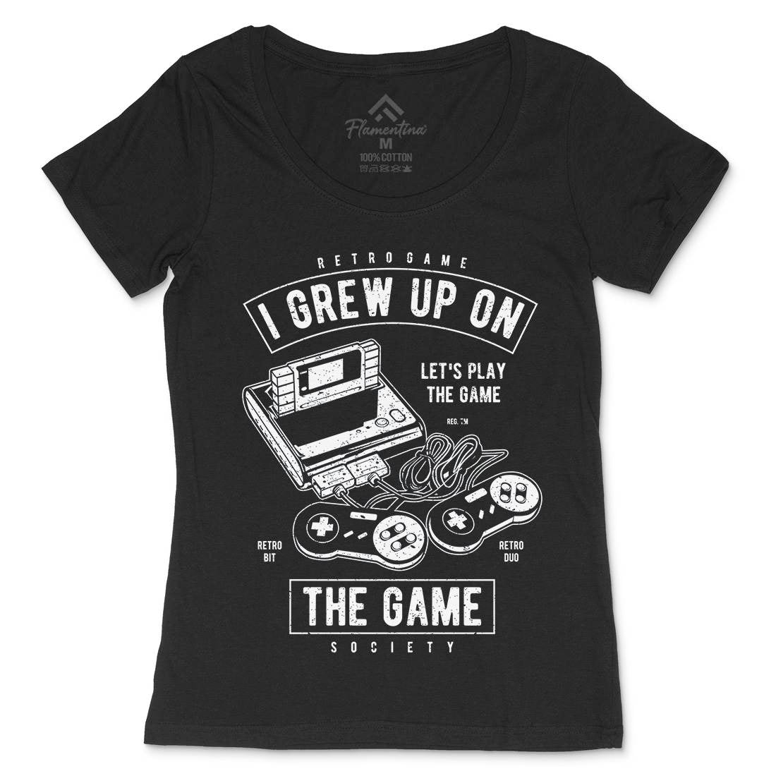 Grew Up On The Game Womens Scoop Neck T-Shirt Geek A679