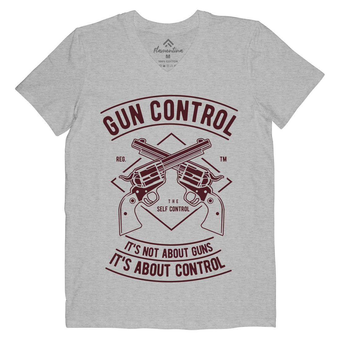 Gun Control Mens Organic V-Neck T-Shirt American A680