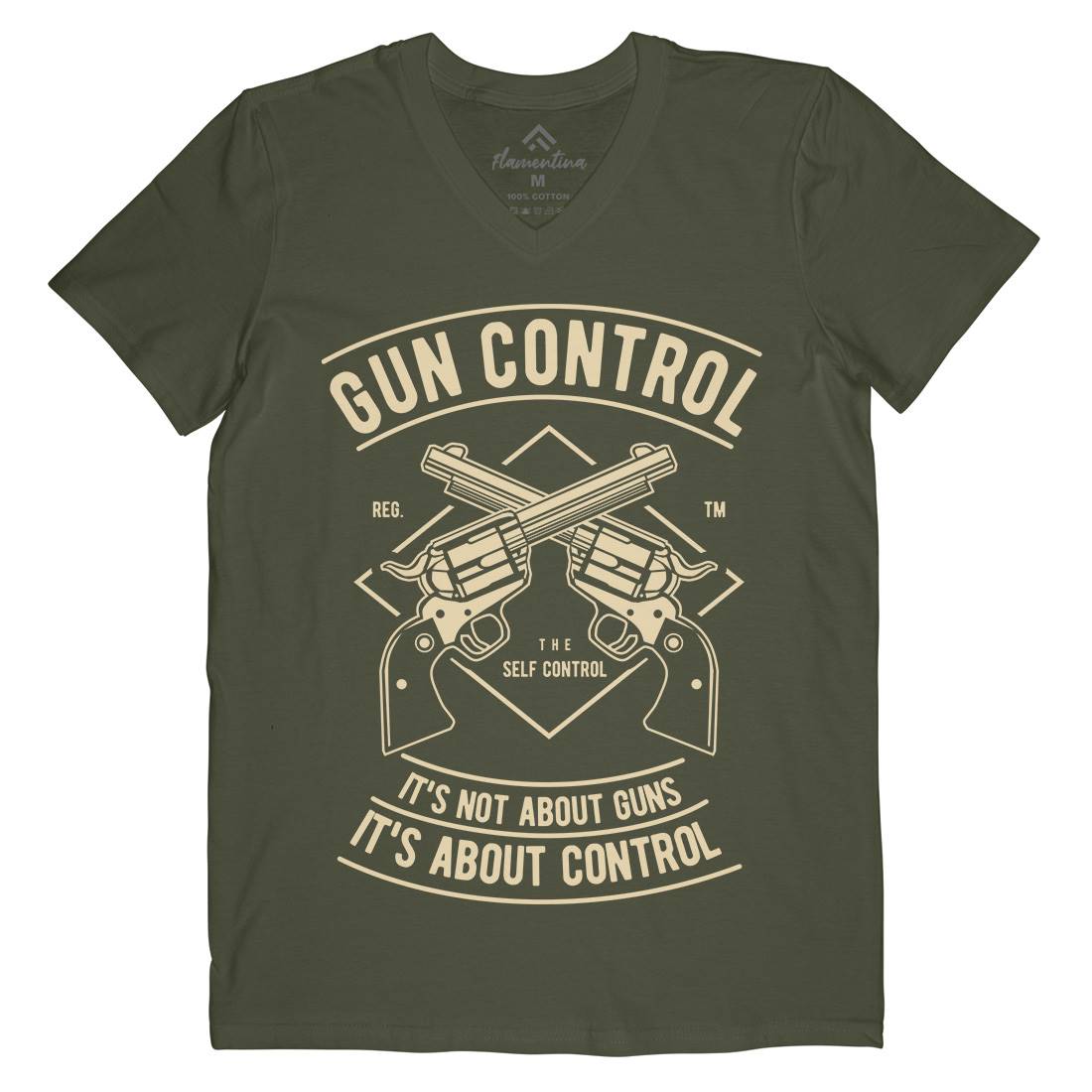 Gun Control Mens Organic V-Neck T-Shirt American A680