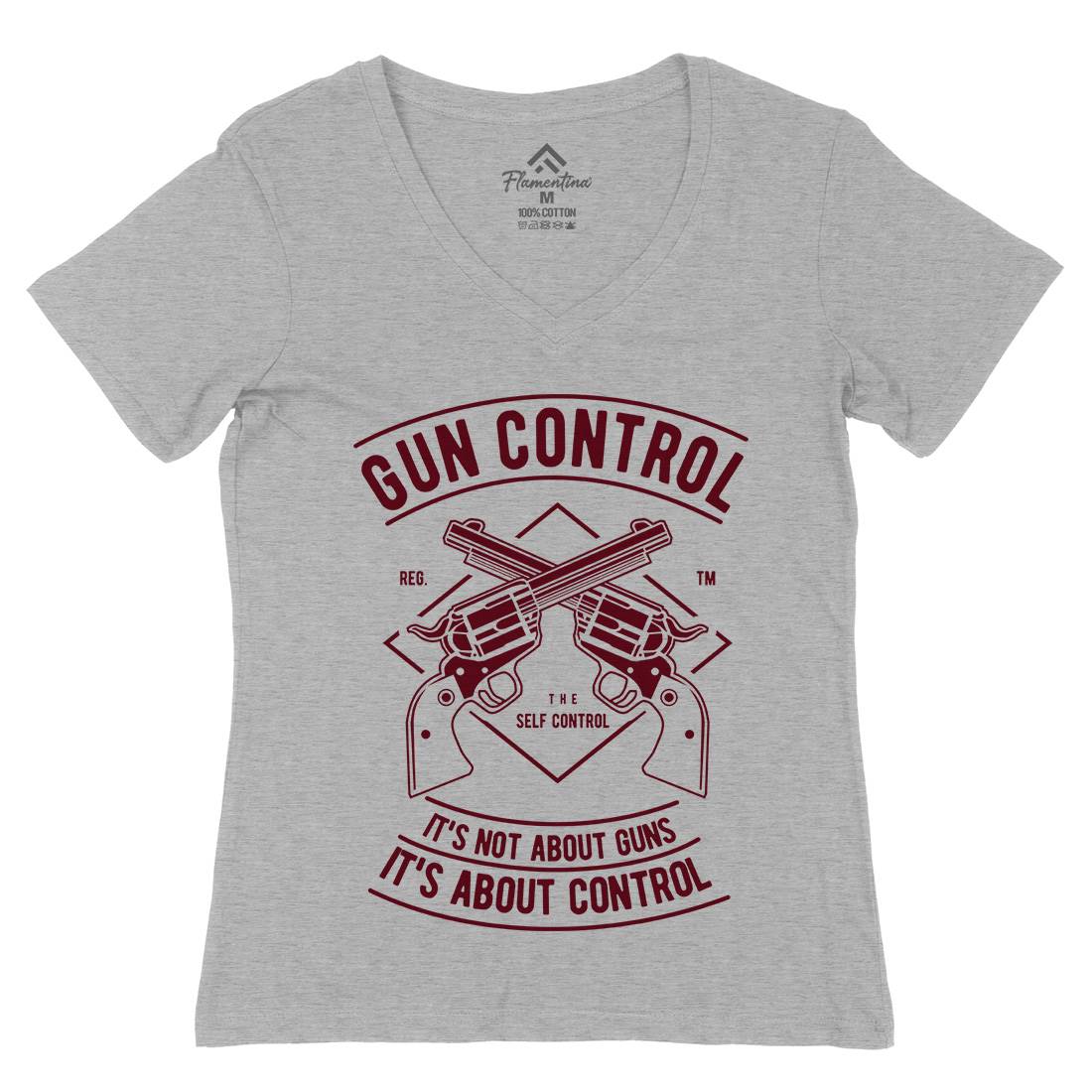 Gun Control Womens Organic V-Neck T-Shirt American A680