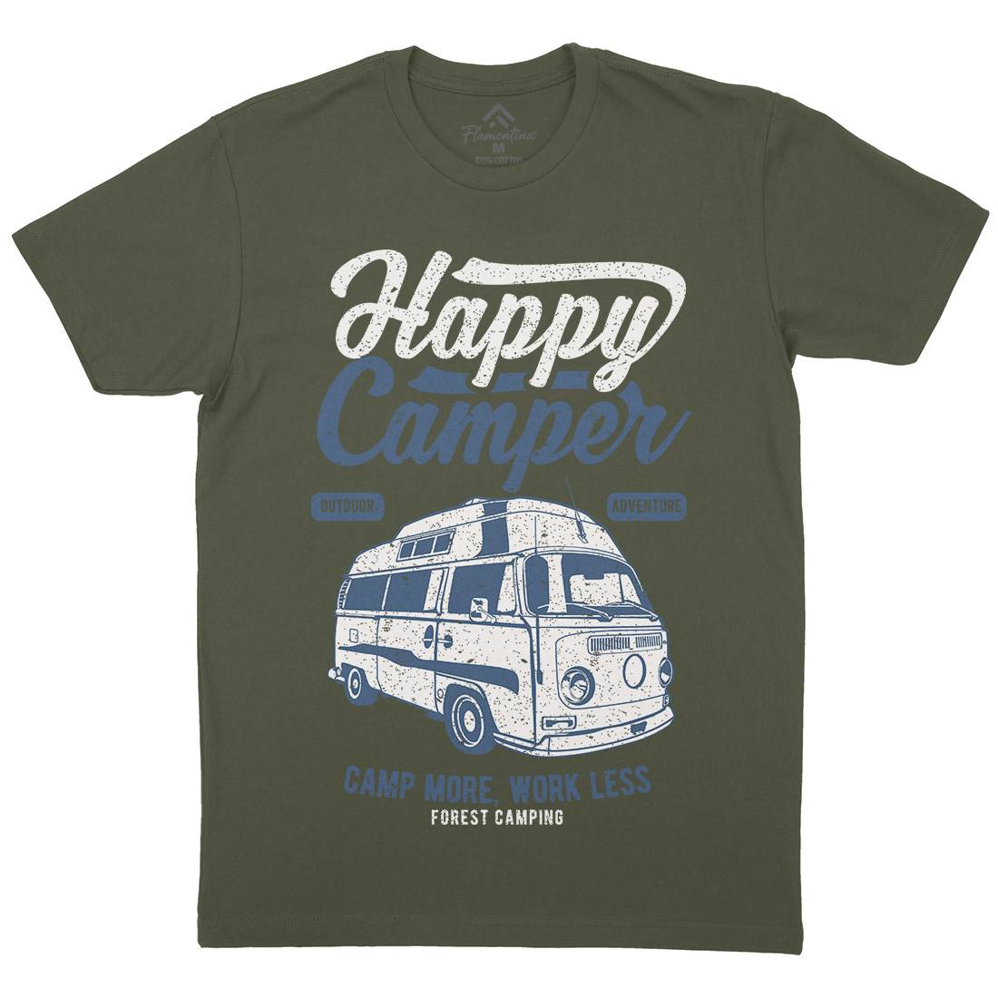 Happy Camper Mens Crew Neck T-Shirt Nature A681