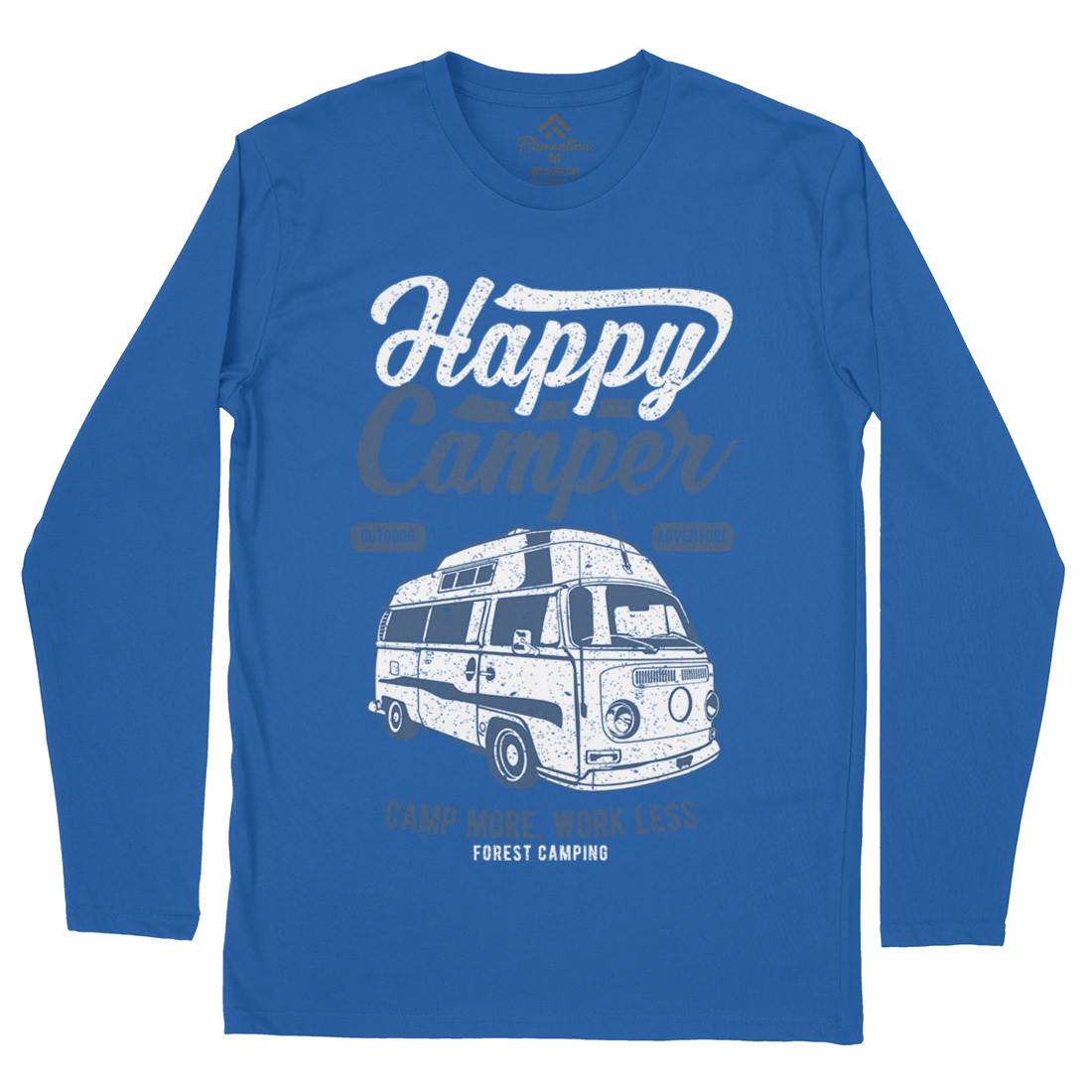 Happy Camper Mens Long Sleeve T-Shirt Nature A681