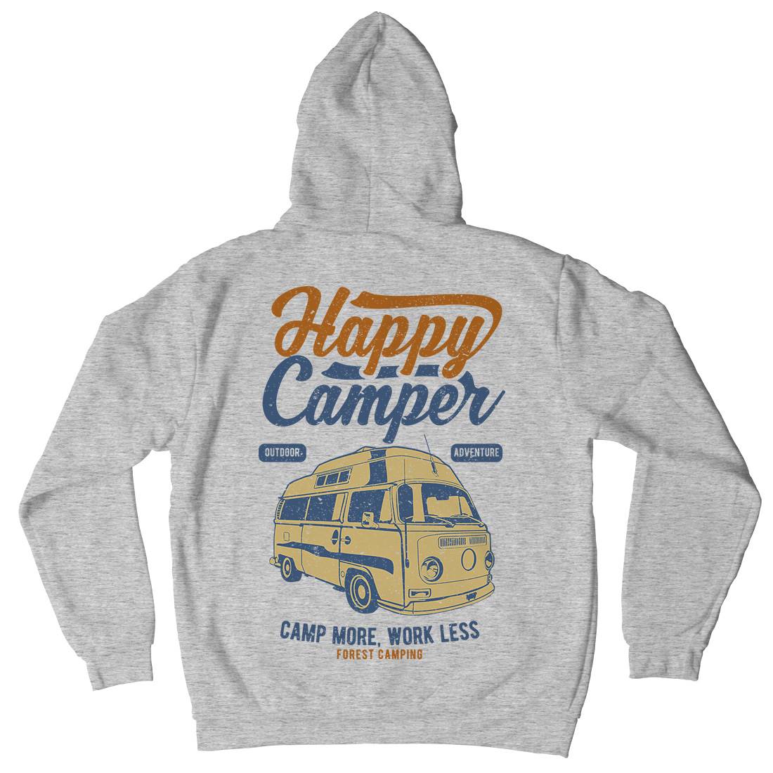 Happy Camper Mens Hoodie With Pocket Nature A681