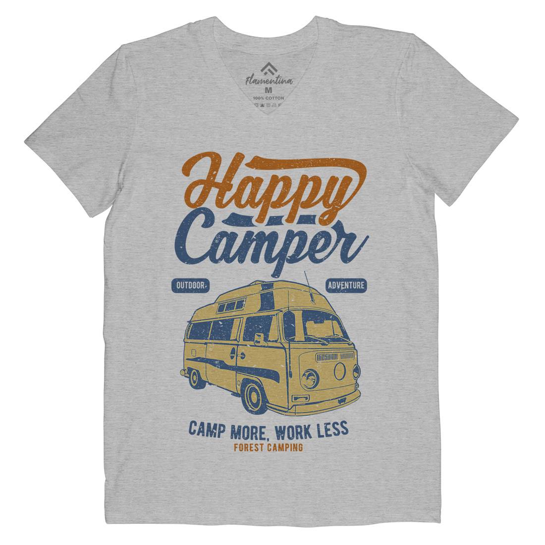 Happy Camper Mens V-Neck T-Shirt Nature A681