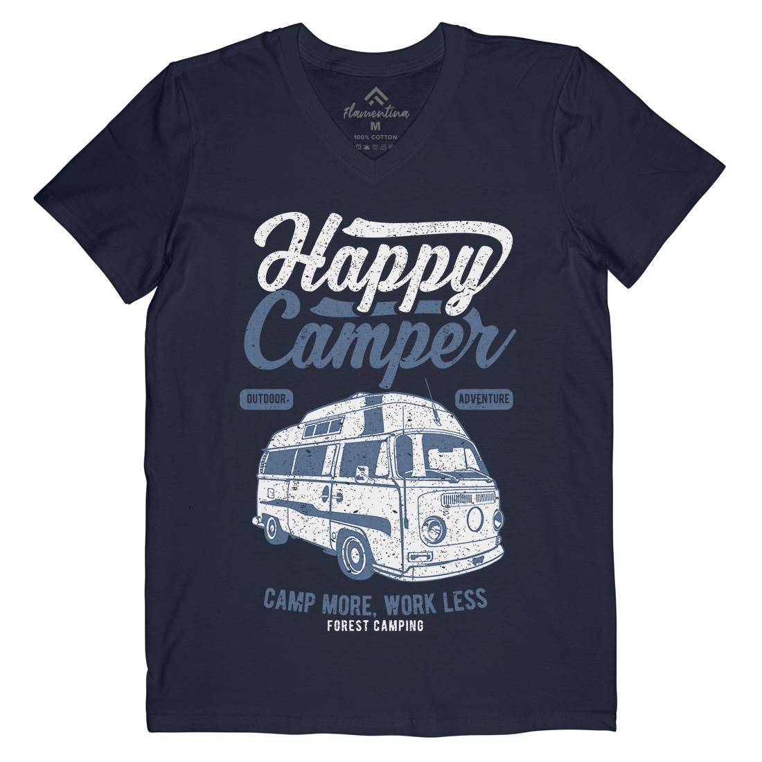Happy Camper Mens Organic V-Neck T-Shirt Nature A681