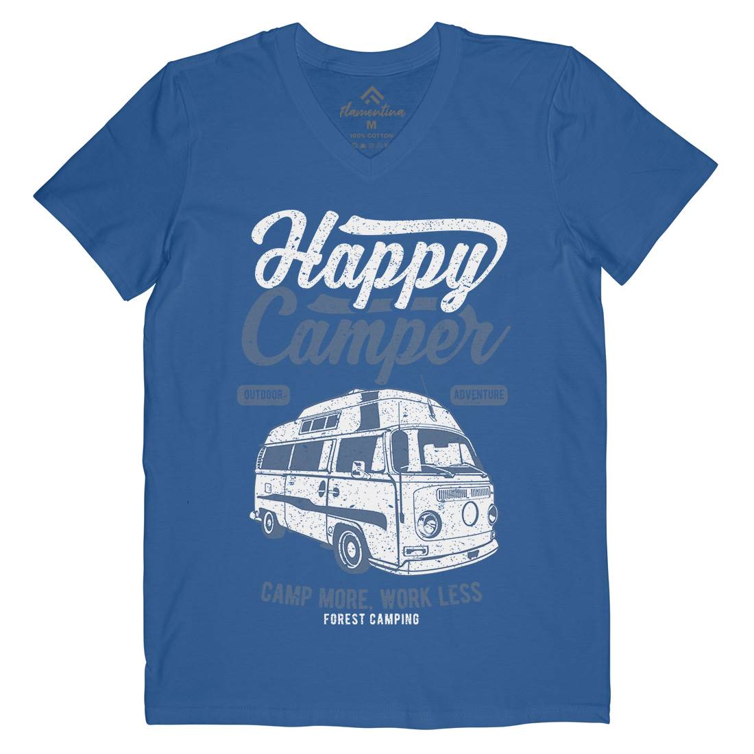 Happy Camper Mens V-Neck T-Shirt Nature A681