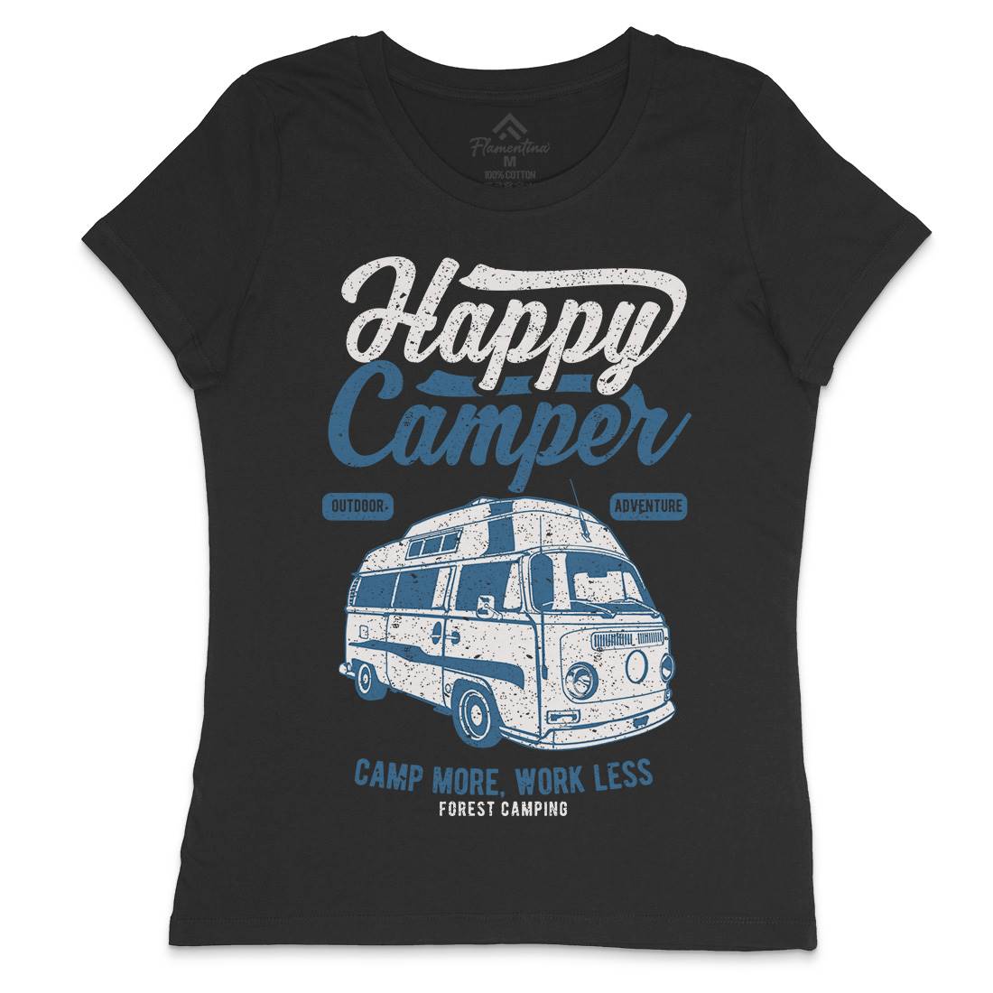 Happy Camper Womens Crew Neck T-Shirt Nature A681