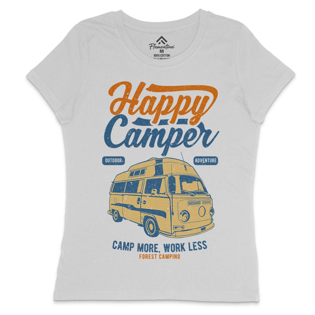 Happy Camper Womens Crew Neck T-Shirt Nature A681