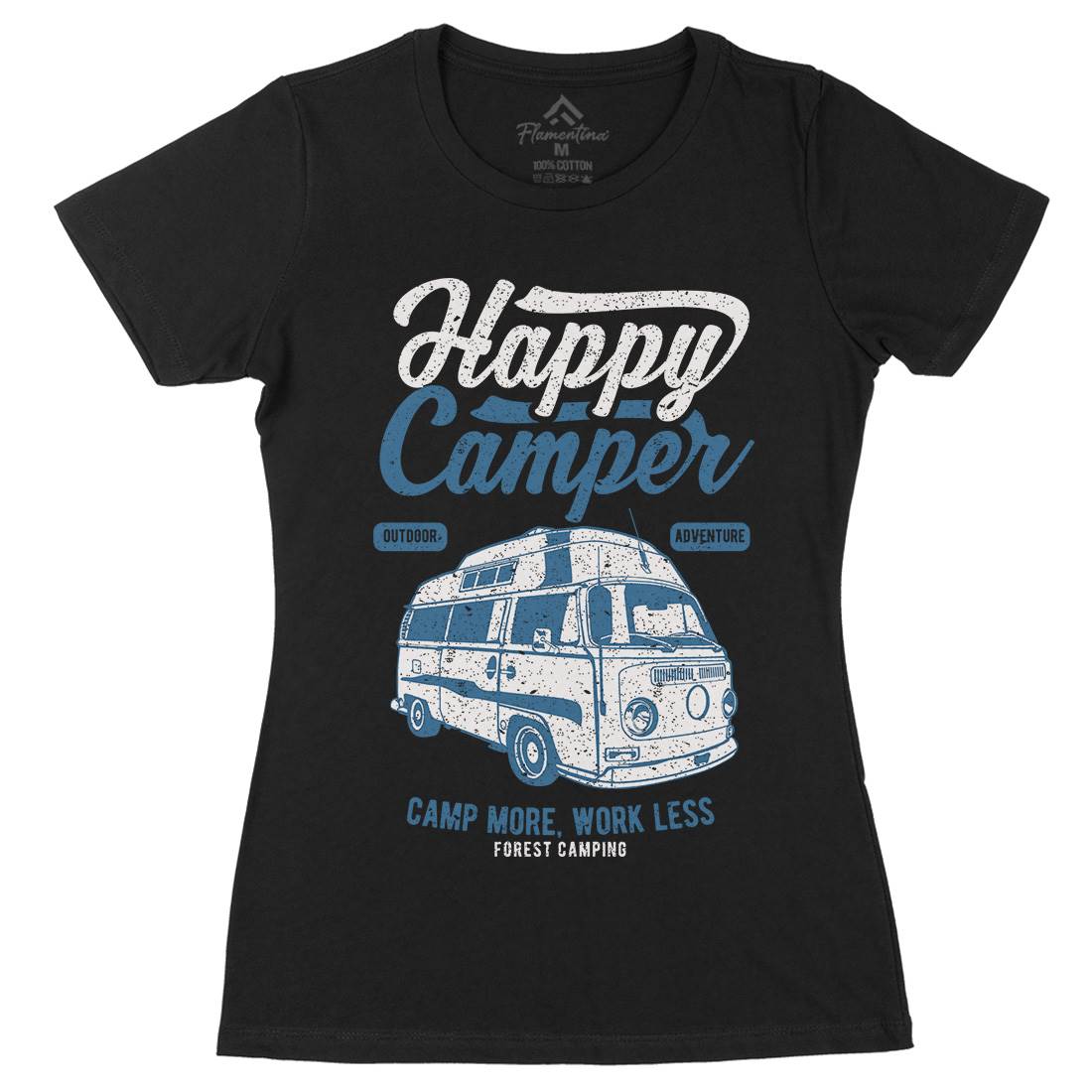 Happy Camper Womens Organic Crew Neck T-Shirt Nature A681