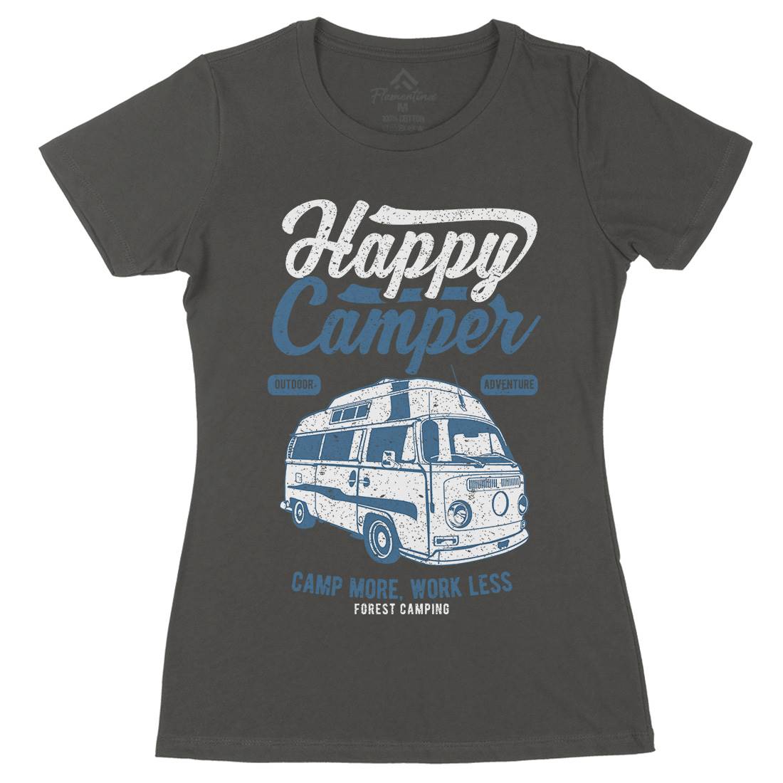 Happy Camper Womens Organic Crew Neck T-Shirt Nature A681