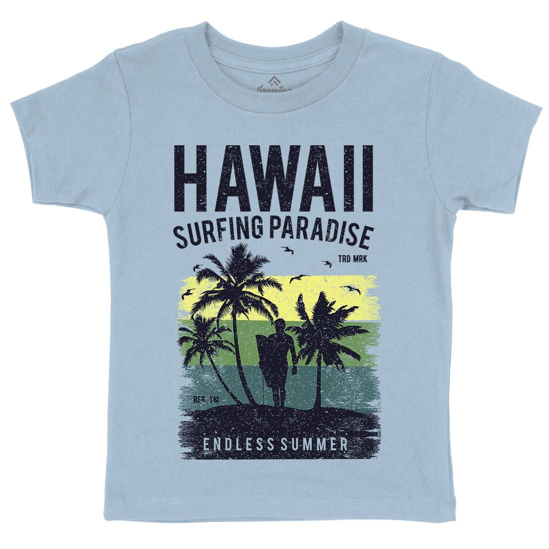Hawaii Surfing Kids Organic Crew Neck T-Shirt Surf A682