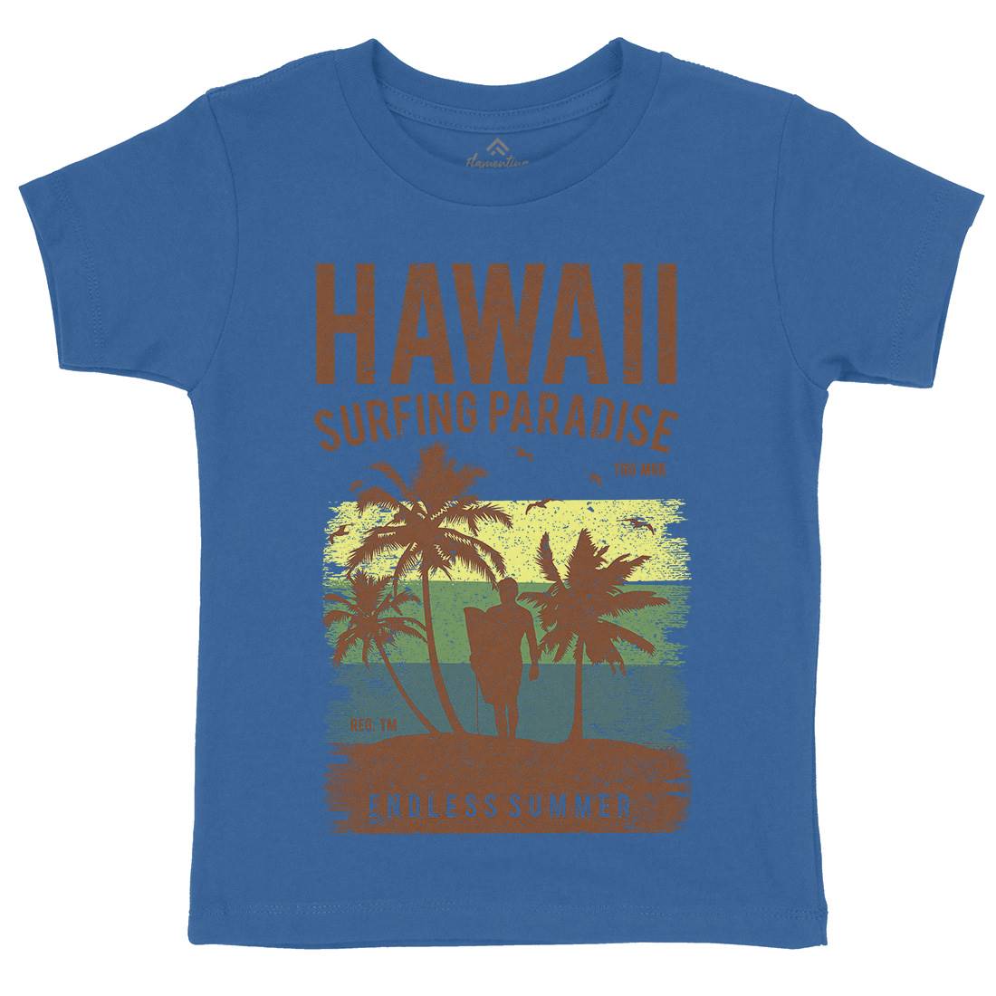 Hawaii Surfing Kids Crew Neck T-Shirt Surf A682