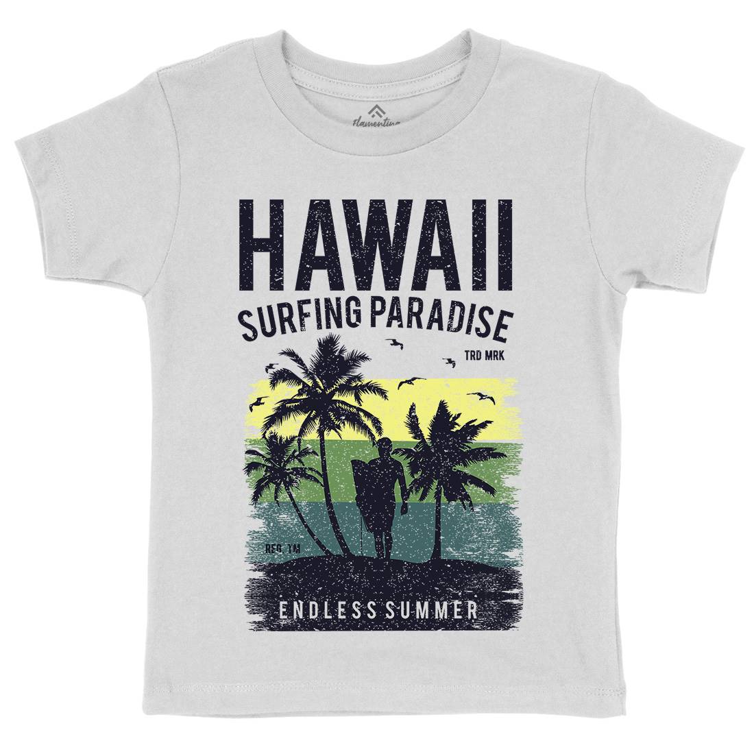 Hawaii Surfing Kids Organic Crew Neck T-Shirt Surf A682