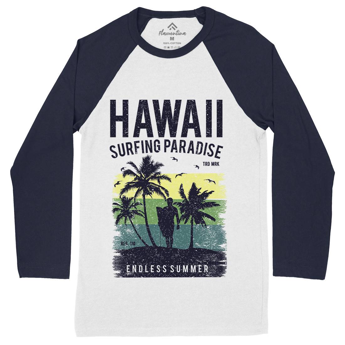 Hawaii Surfing Mens Long Sleeve Baseball T-Shirt Surf A682