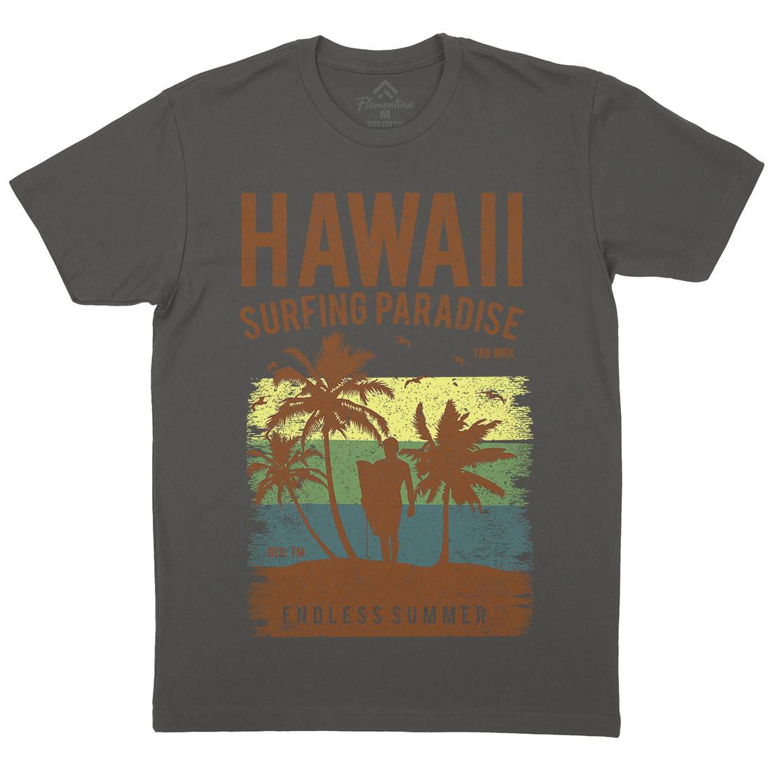 Hawaii Surfing Mens Organic Crew Neck T-Shirt Surf A682