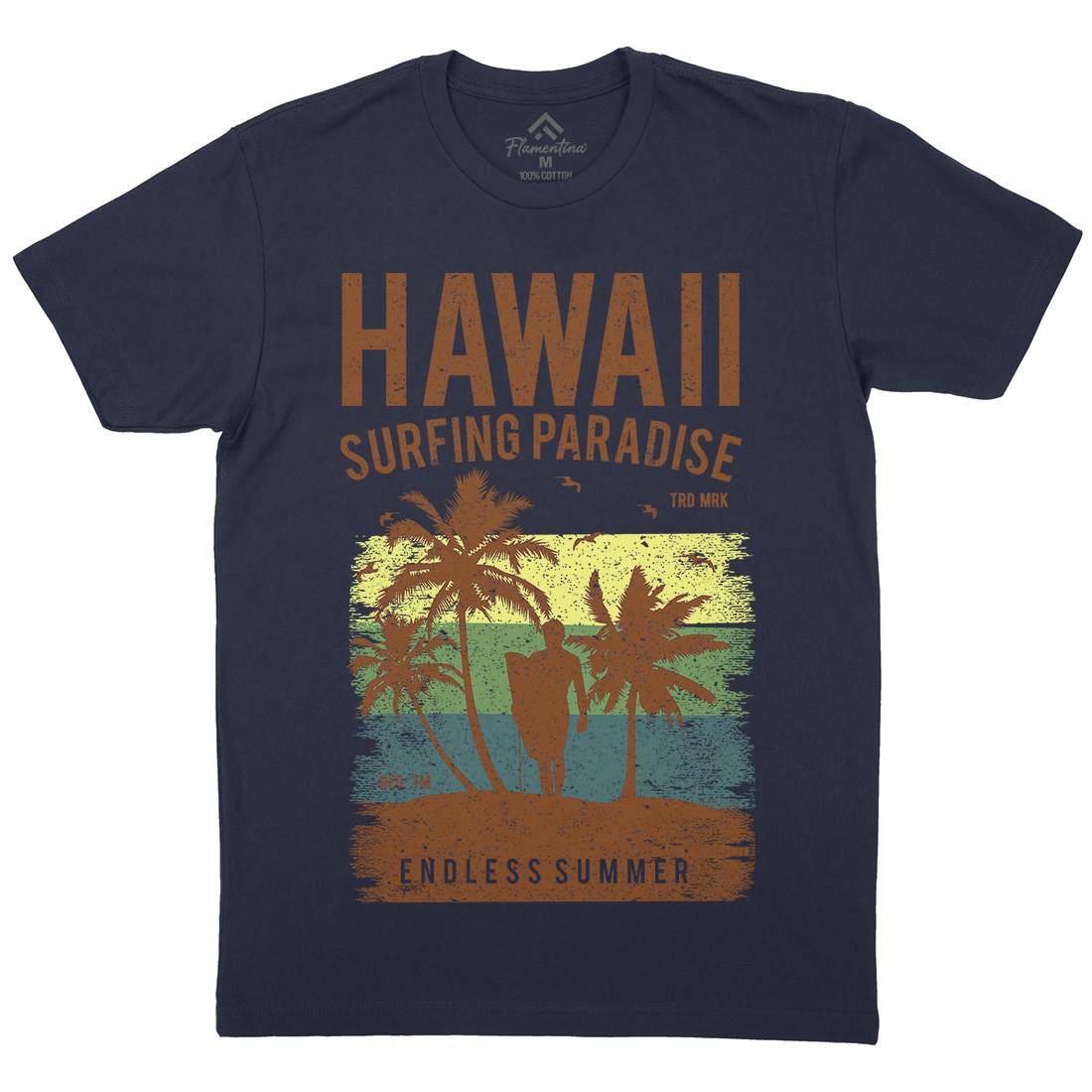 Hawaii Surfing Mens Crew Neck T-Shirt Surf A682