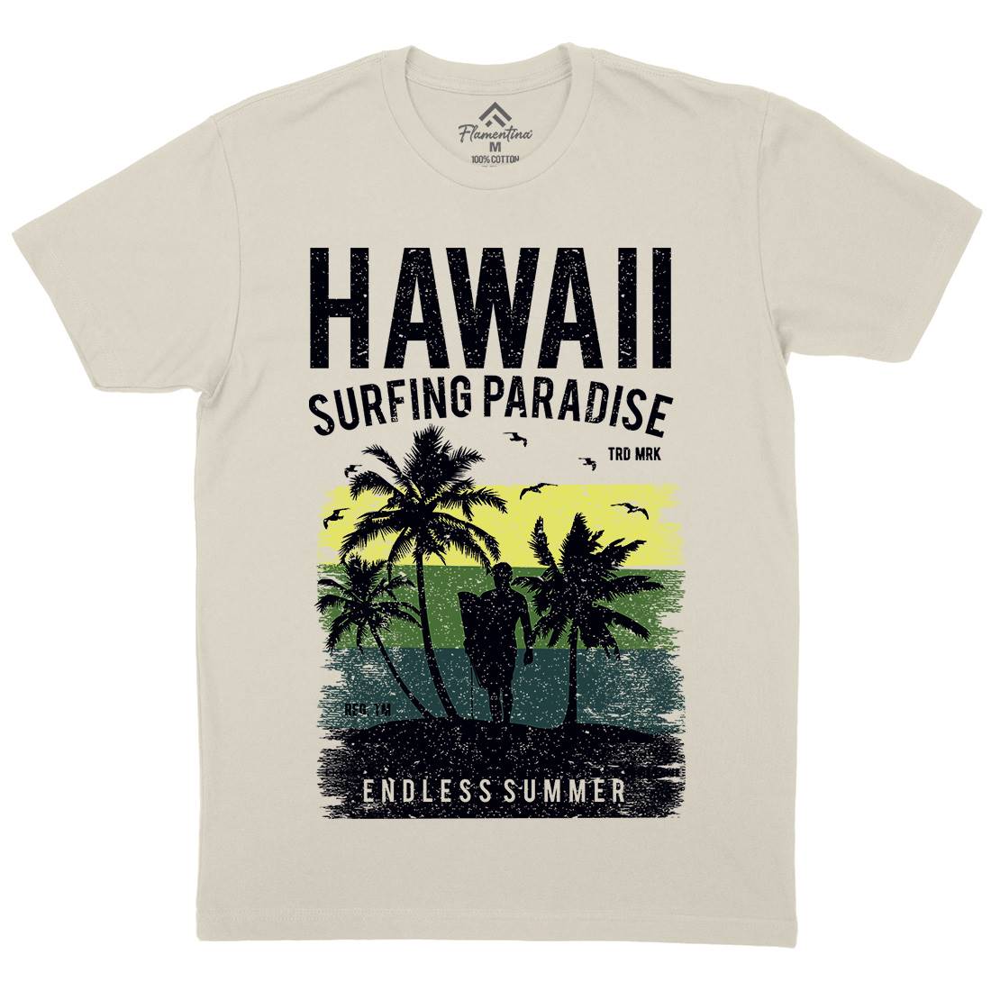 Hawaii Surfing Mens Organic Crew Neck T-Shirt Surf A682
