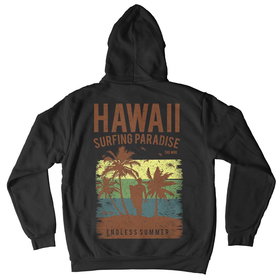Hawaii Surfing Mens Hoodie With Pocket Surf A682