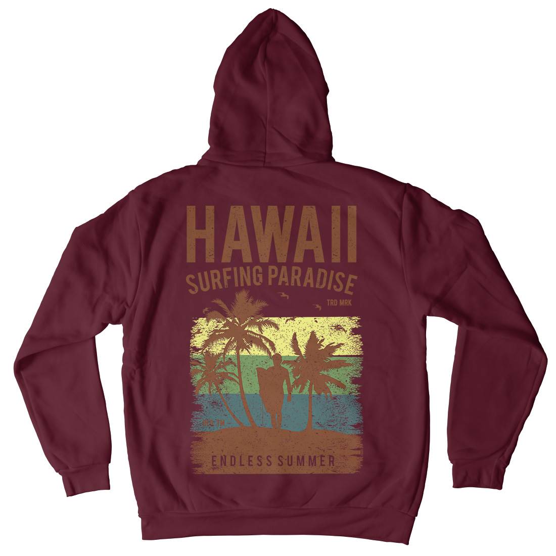 Hawaii Surfing Mens Hoodie With Pocket Surf A682