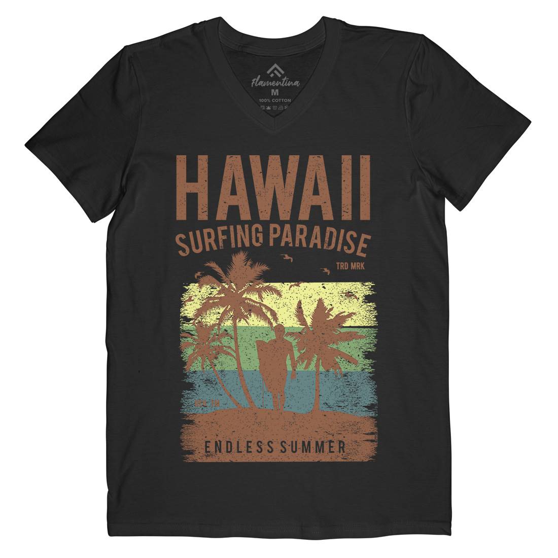 Hawaii Surfing Mens V-Neck T-Shirt Surf A682
