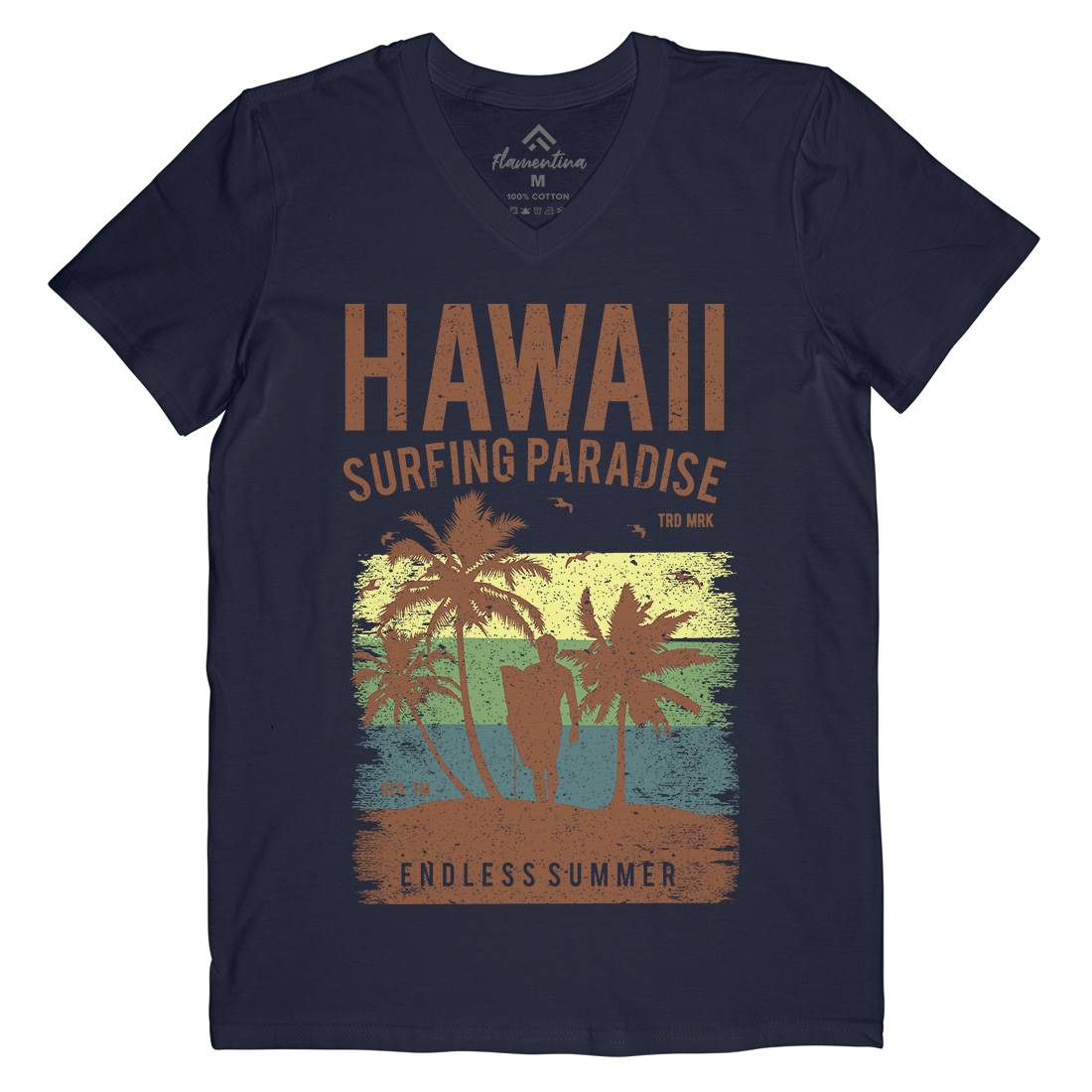 Hawaii Surfing Mens Organic V-Neck T-Shirt Surf A682