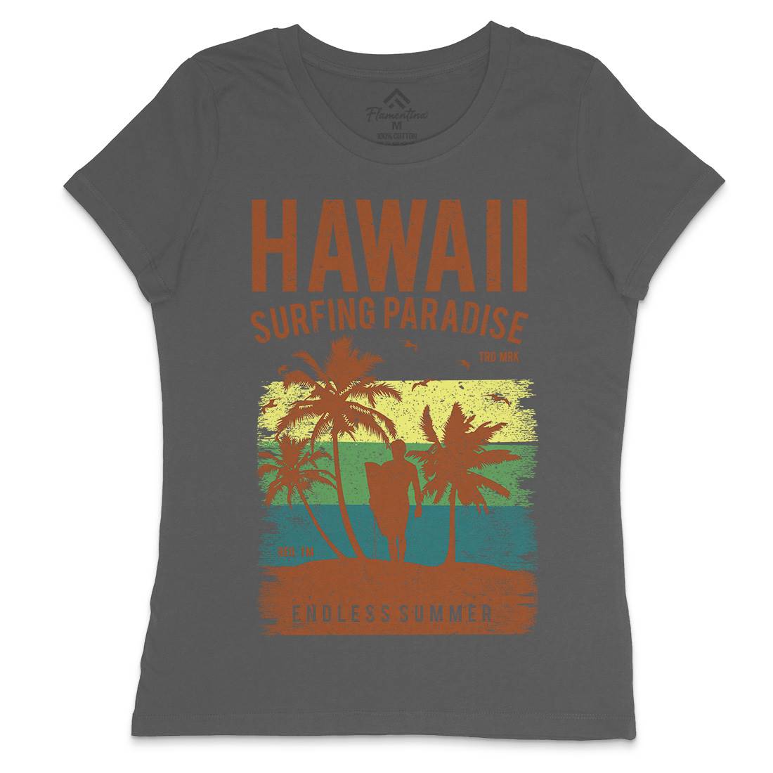 Hawaii Surfing Womens Crew Neck T-Shirt Surf A682
