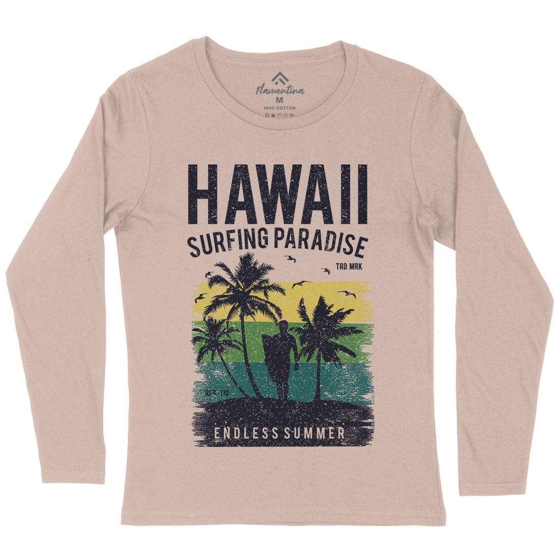 Hawaii Surfing Womens Long Sleeve T-Shirt Surf A682