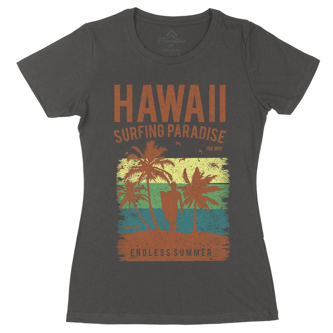 Hawaii Surfing Womens Organic Crew Neck T-Shirt Surf A682