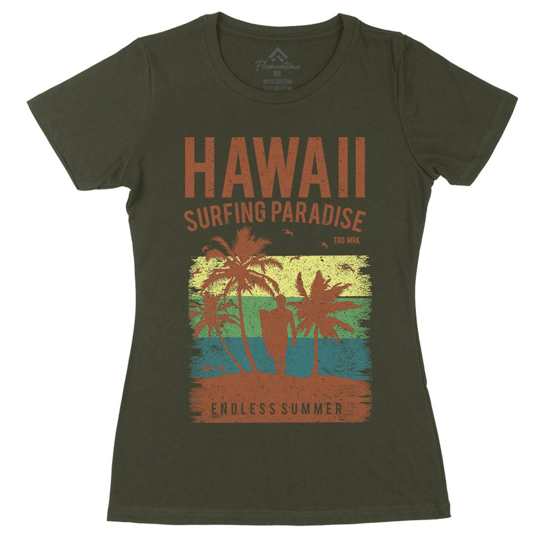 Hawaii Surfing Womens Organic Crew Neck T-Shirt Surf A682