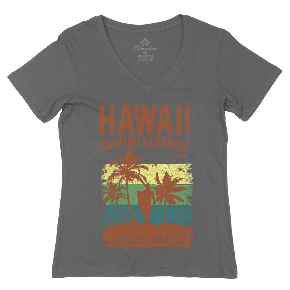 Hawaii Surfing Womens Organic V-Neck T-Shirt Surf A682