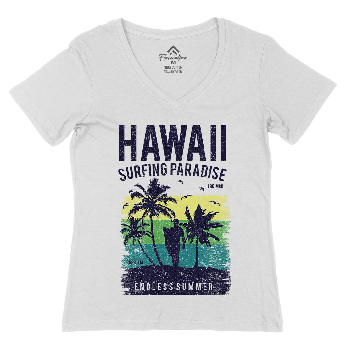 Hawaii Surfing Womens Organic V-Neck T-Shirt Surf A682