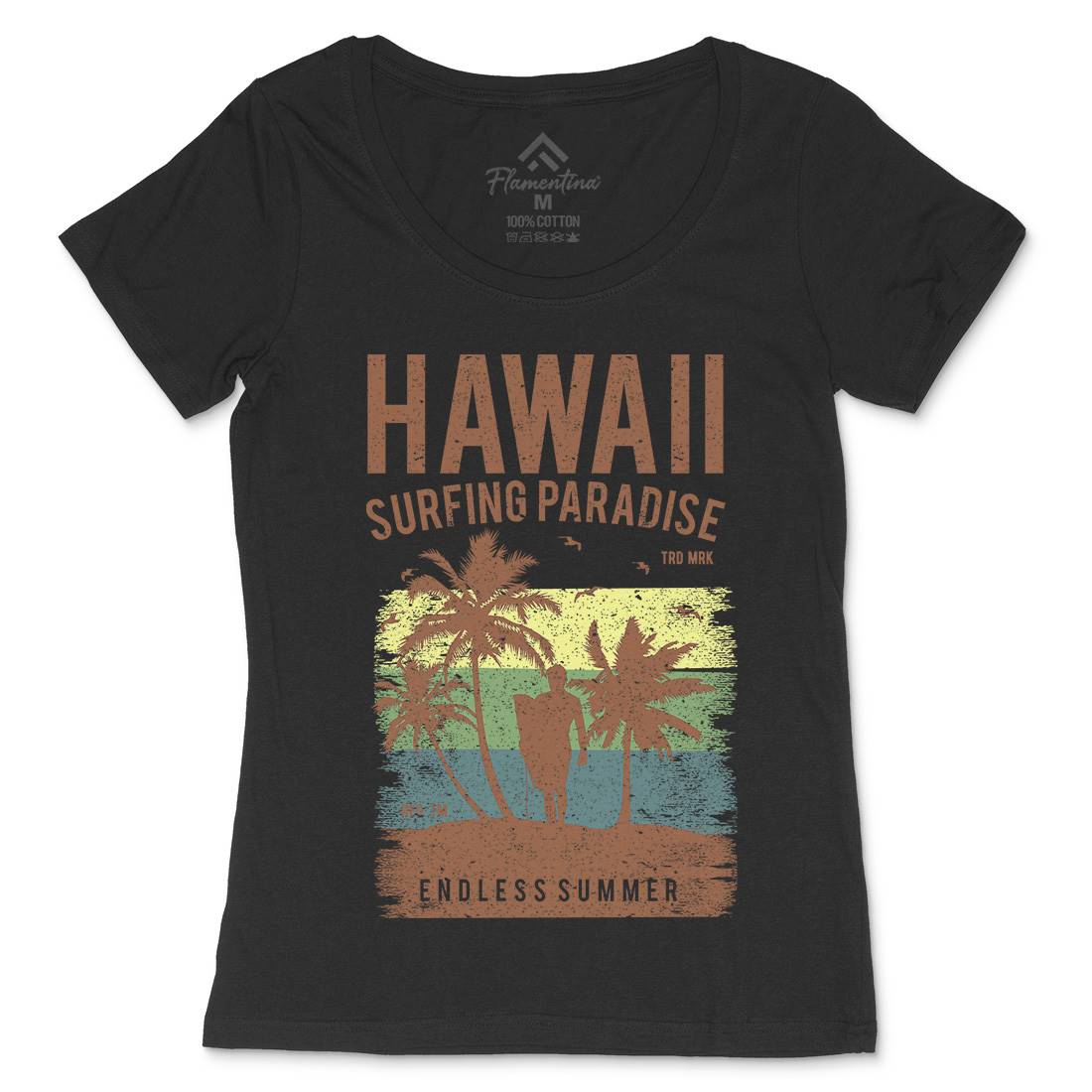 Hawaii Surfing Womens Scoop Neck T-Shirt Surf A682