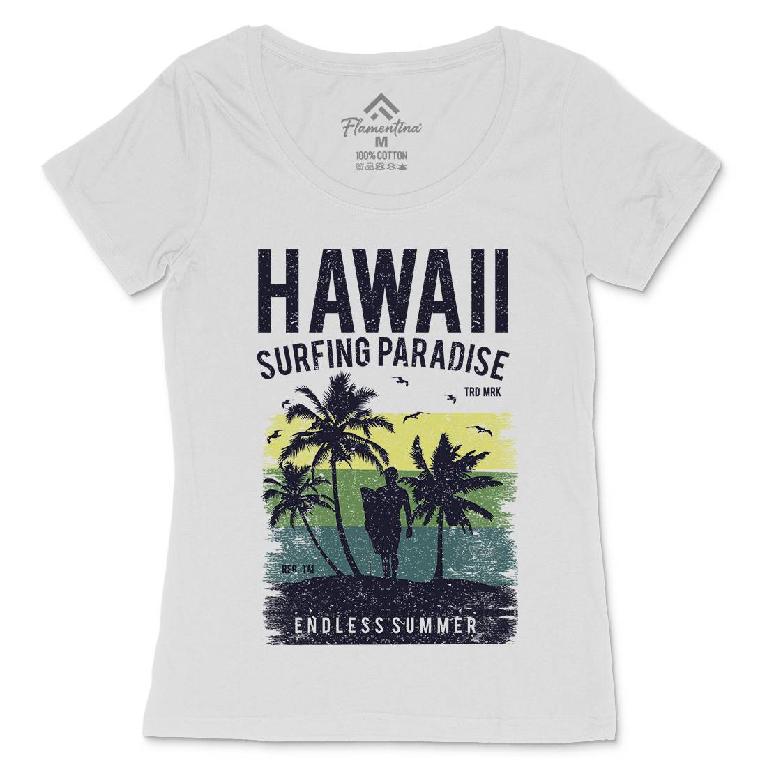 Hawaii Surfing Womens Scoop Neck T-Shirt Surf A682