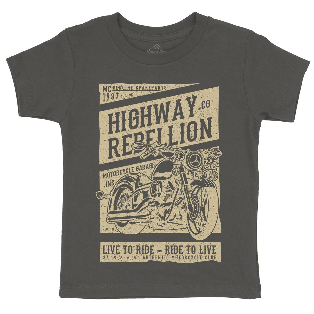 Highway Rebellion Kids Organic Crew Neck T-Shirt Motorcycles A683